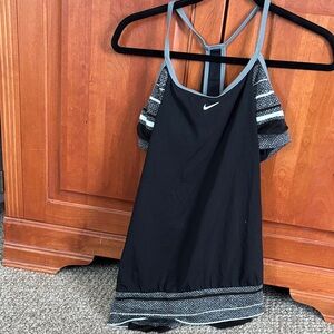 Nike Black and Gray Striped bathing suit two piece